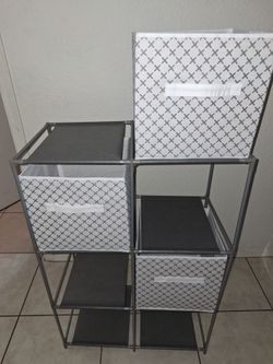 Bookshelf with baskets