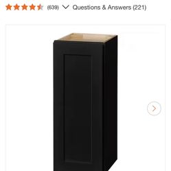 Hampton Bay Avondale 12 in. W x 12 in. D x 30 in. H Ready to Assemble Plywood Shaker Wall Kitchen Cabinet in Raven Black