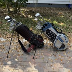 (2) Mens golf club sets. Complete right handed sets with golf bags $100 each