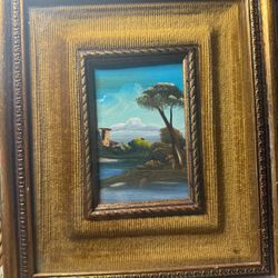 Vintage Miniature ASIAN Oil Landscape Painting | Signed by Artist