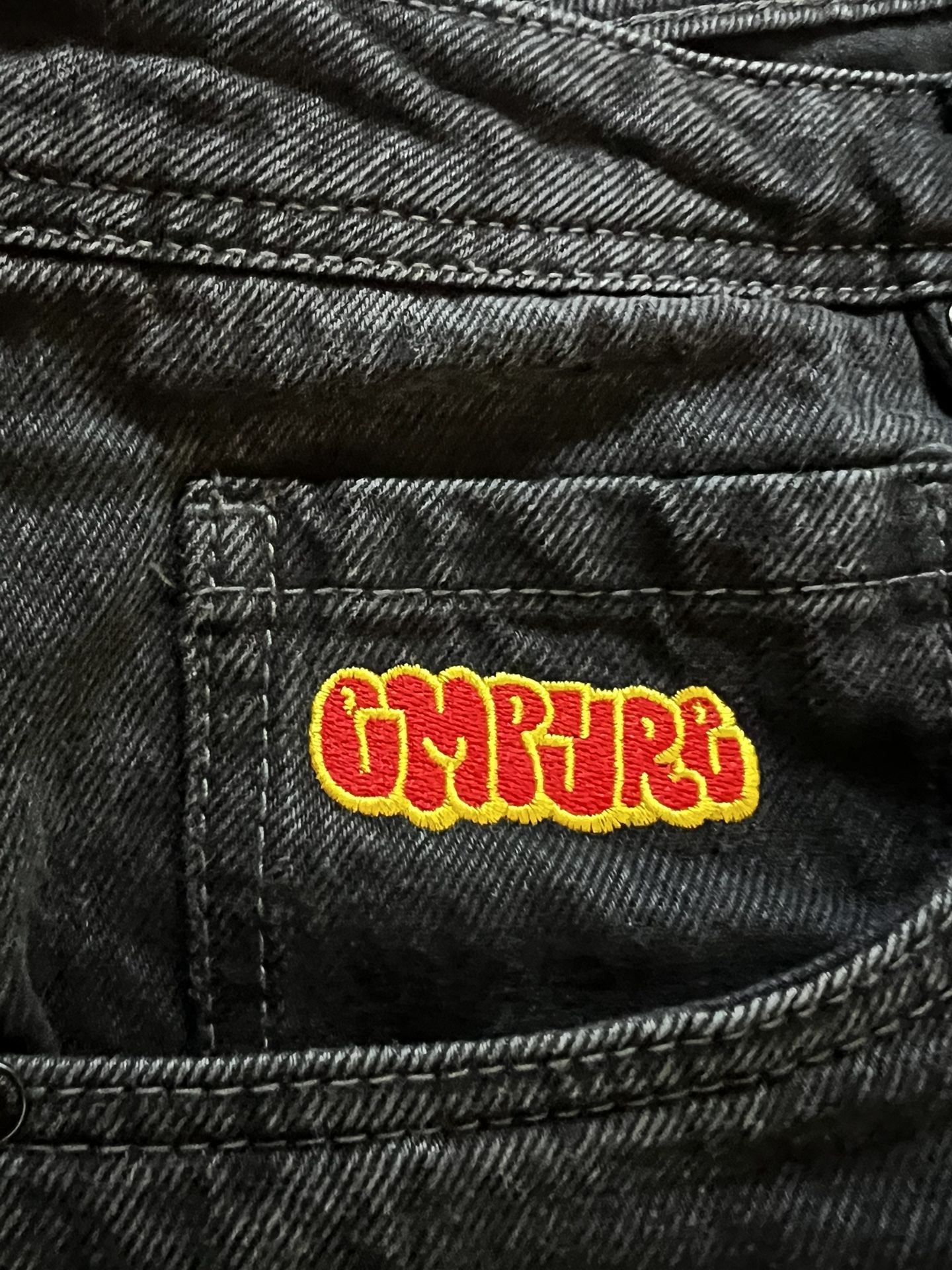 Empyre Loose Fit Embroidered Black Denim Skate Pants