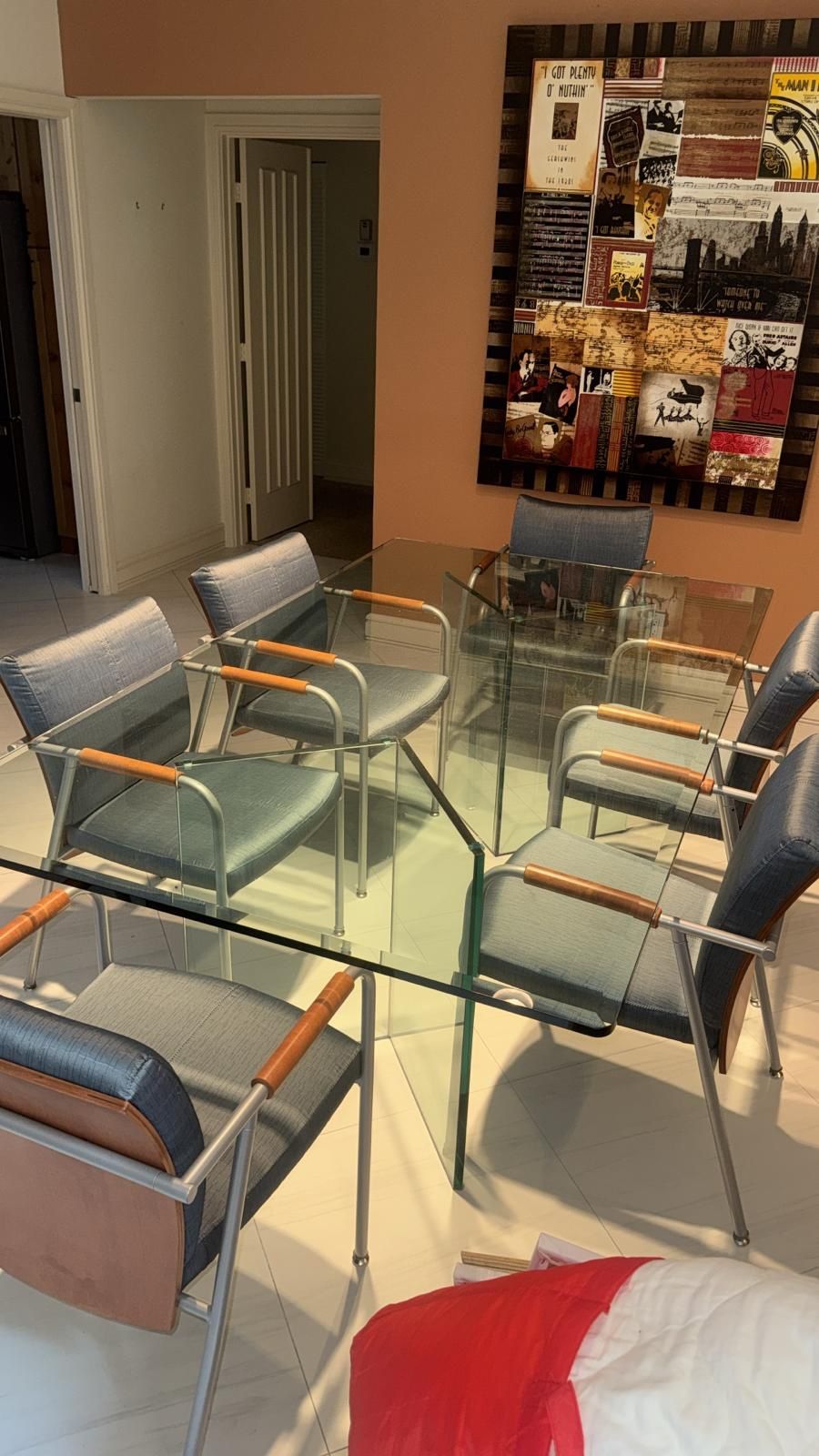 Glass Dining Room Table W/ 6 Geiger Misto Side Chairs - Excellent Condition Retail: $3100.
