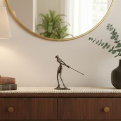 Vintage Brutalist Bronze Golfer Statue - Giacometti Style Abstract Golf Sculpture MCM 10"