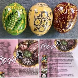 HAND-PAINTED WOODEN PISANKI EASTER EGGS - BEAUTIFULLY DETAILED $15 for Set of 3