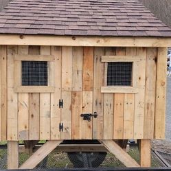 Rustic chicken coops, 4 sided picnic tables,  dog houses,  small shades And More . Made From Recycling Pallets 
