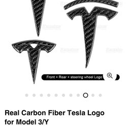 Tesla. Model. Y.  Carbon Fiber.   Overlay.    Badges 