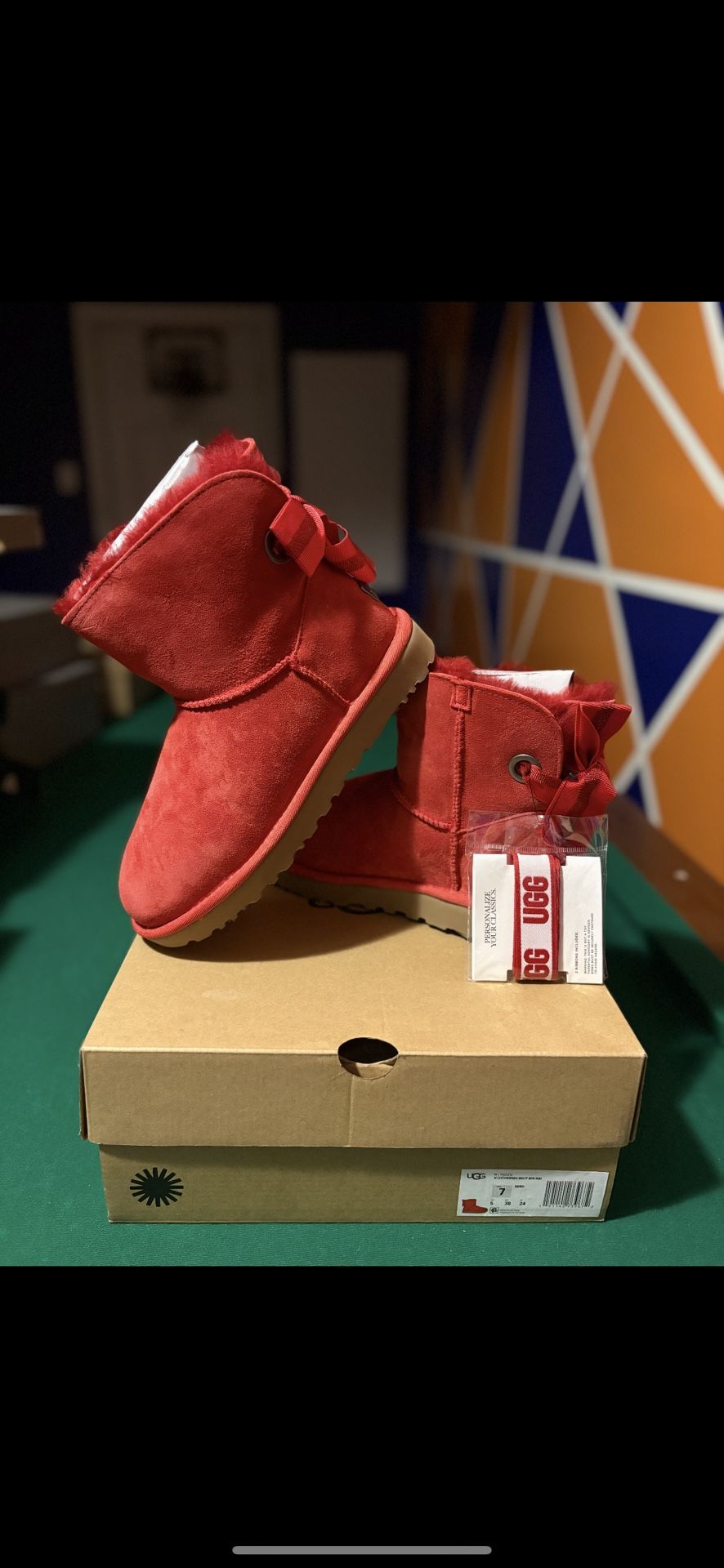 RED BIG BOW UGGs Size 7