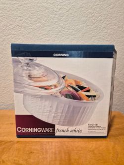 Corning French White 1.5Qt / 1.5L Round Baking Dish with Glass Lid