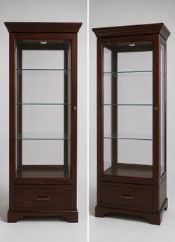 Two Matching Lighted Curio Display Cabinets