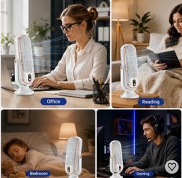 Small Desktop Tower Fan White/blue