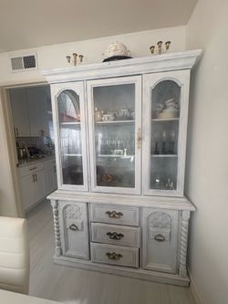 White Solid Wood China Cabinet
