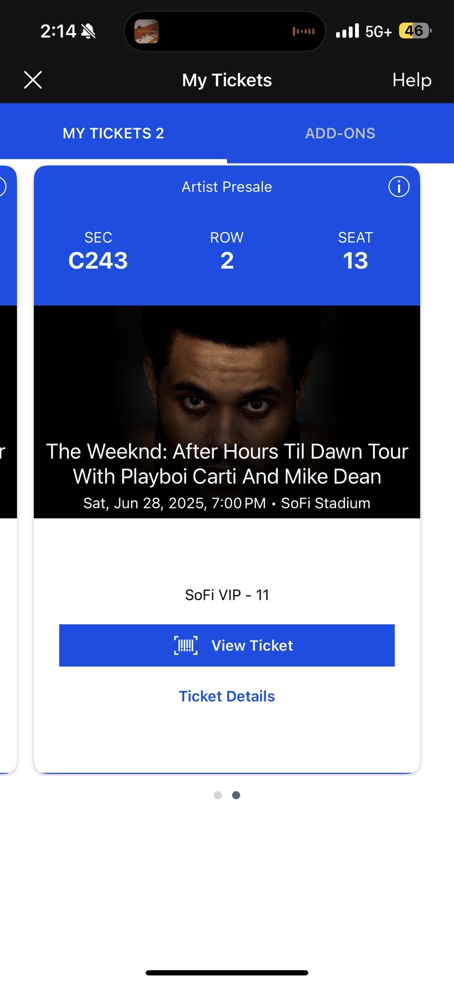The Weeknd Sat 6/28! VIP!