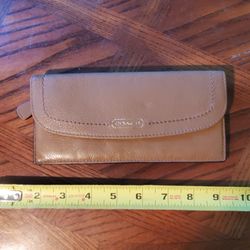 Vintage Coach slim envelope leather wallet tan