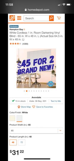 Brand New 1" Room Darkening Vinyl Blind - 65" x 48"