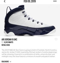 Air Jordan’s 9 Unc’s