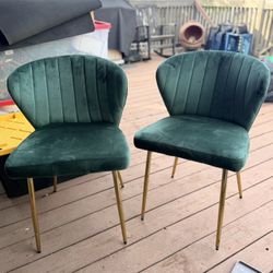 Green Velvet And Gold Accent Chairs 
