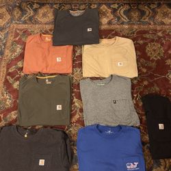 Lot Of 8 Carhartt Shirts Men’s Large 