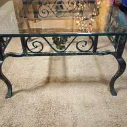 Two Vintage Glass Top End Tables