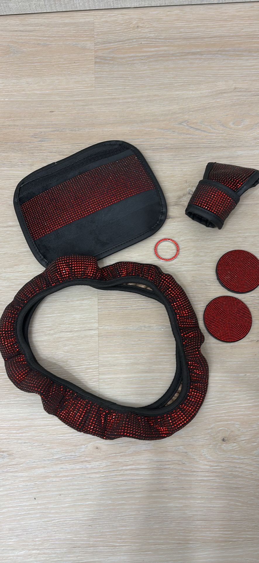 Red Bedazzled Car Accessories