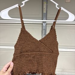 Rue21 Brown Smocked Crop Top Size L