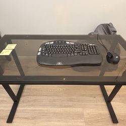 Living Spaces Contemporary Glass Desk - 48” x 24” - Thick Removable Glass Top