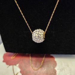 14k Gold Chain & Ball Pendant