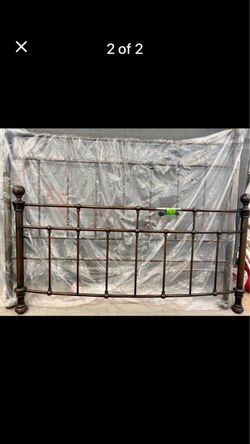 Queen Metal Bed Headboard Bronze Finish