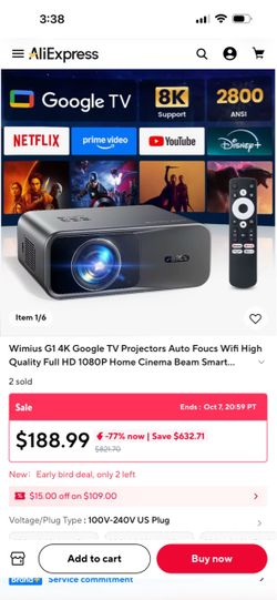Wimius G1 4K Google TV projector