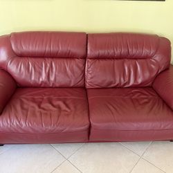Red Leather Sofa