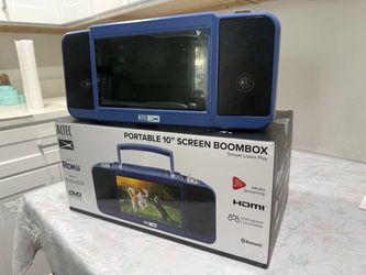 Altec Lansing Portable 10” Screen Media Boombox Roku CD/DVD Gaming FM Radio Bluetooth Ocean Blue With Roku Streaming TV Stick Entertainment Set.