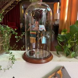 Disney Beauty & the Beast Blown Glass Rose Art