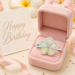 Hawaiian Plumeria Opal Sterling Silver Ring – Size 6 R-11