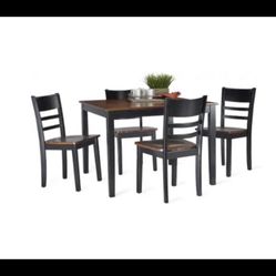 Dining Table with 4 chairs Set Brown/Black