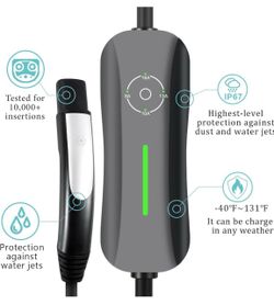 Tesla EV Charger,16 Amp 120V /240V,Adjustable Plug-in Electric Vehicle Charging Station with 21FT Cable NEMA 6-20 Plug NEMA 5-15 Adapter, Compatible w
