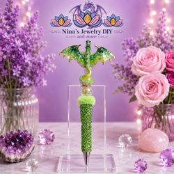Green Dragon Rhinestone Decorative Pen