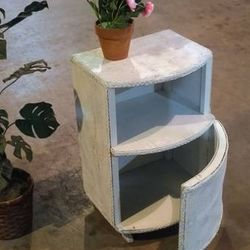 23×15 Bowfront VTG Wicker Cabinet Door Nightstand Mid Century Lloyd Loom Era