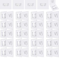 Adhesive Hooks, 22 Pack Double Side Wall Hooks for Hanging Heavy Duty Wall Hooks 13.2lbs(Max) Adhesive Hooks Waterproof Transparent Hangers for Bathro