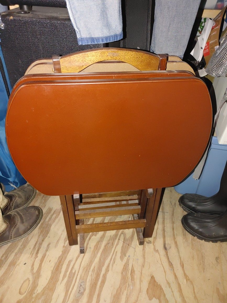 Wood TV Trays with Stand