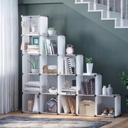 16 Cube Storage Organizer Shelves Transparent Plastic  Bookshelf Bedroom Living Room Closet Shelf Clothes