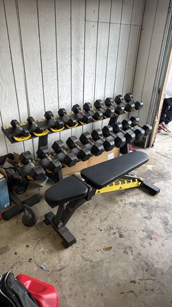 Dummbell set with rack and bench