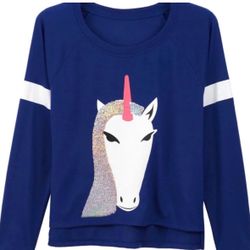 New Baby & Toddler Girls Size 18 Months Sequin Unicorn Long Sleeve Tee Shirt