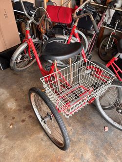 Red Miami Adult Tricycles With Basket
