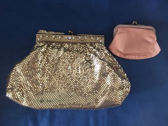 Vintage Whiting & Davis Art Deco Rhinestone Mesh Clutch w/two way Mirror, And matching change purse