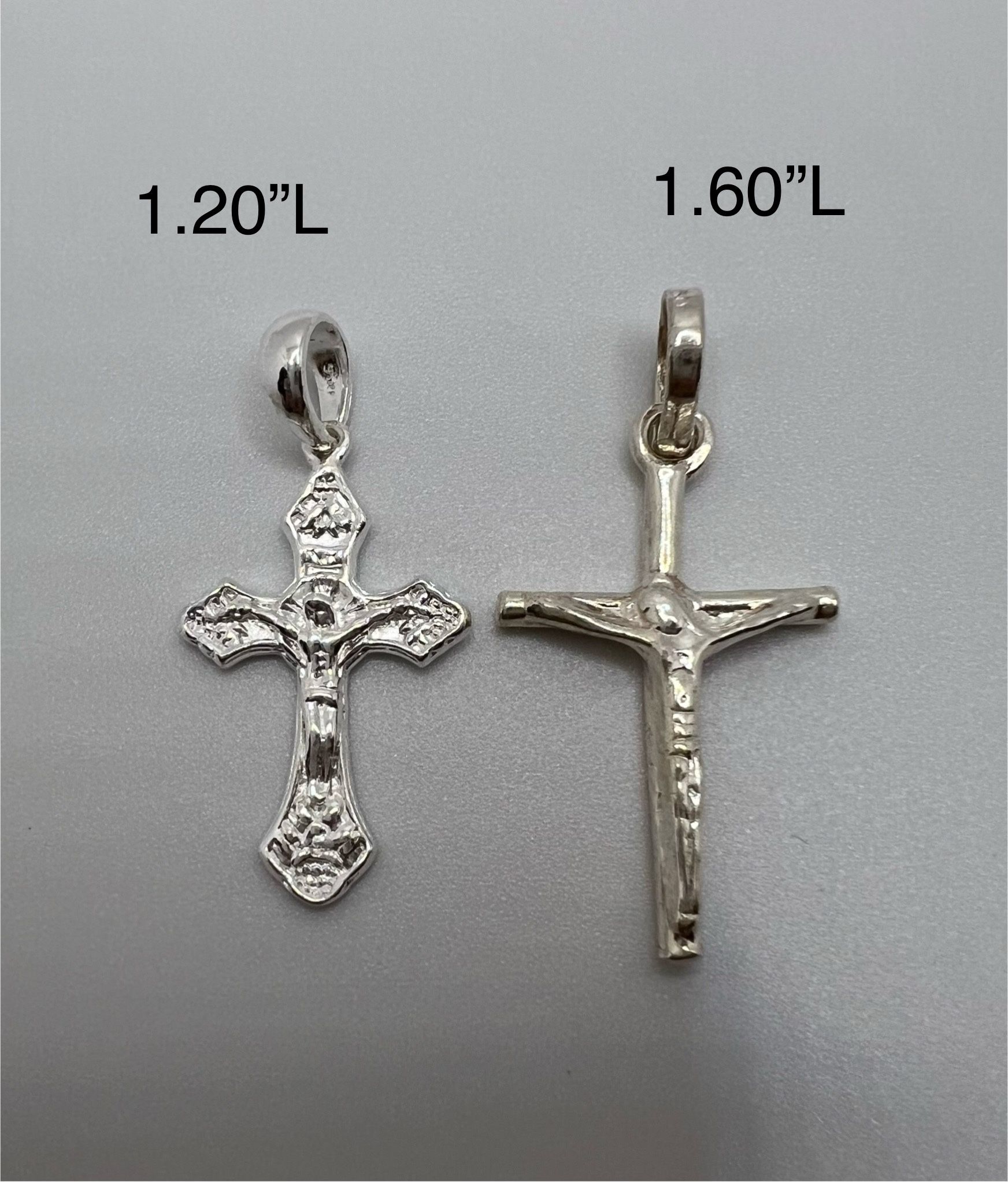 2 Pcs Pure Silver Cross Pendants 