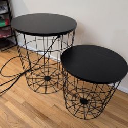 Elevon Nesting Tables, Wire Basket Base