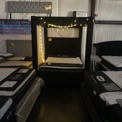 Canopy Bed Frame With Bluetooth Speakers