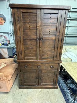 Solid Wood Rustic TV Armoire / Entertainment Cabinet with Storage