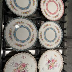 Staffordshire Crown Fine Bone China 6 Dessert Plates