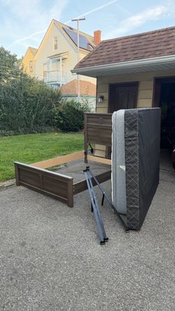 Queen Bed Frame with Mattress and Box Spring