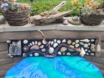 Driftwood, Seashell And Sea Rocks Wall Decor